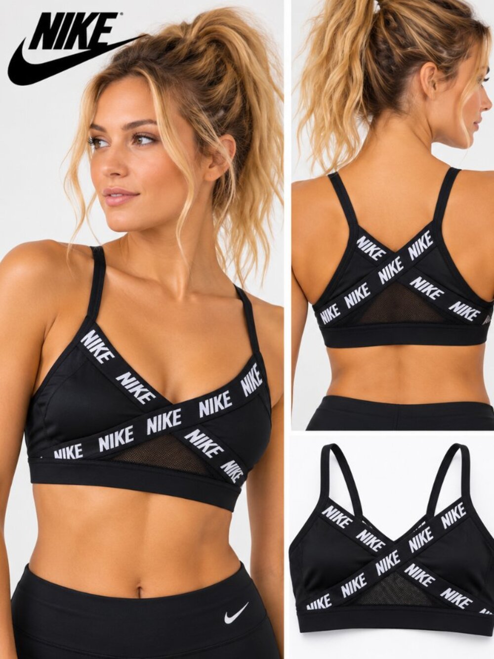 NIKE INDY LOGO WOMENS LIGHT SUPPORT PADDED SPORTS BRA SIZE M